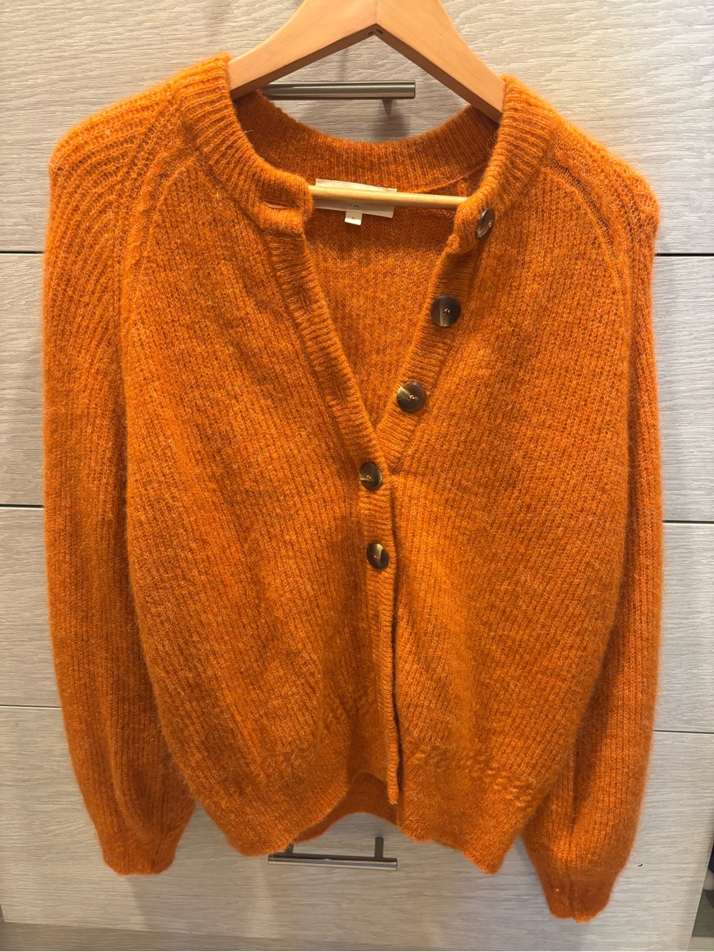 Othello Sezane Rust Orange Ribbed Button Cardigan - Picture 4 of 10